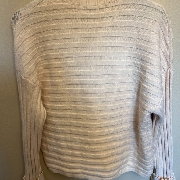 NWT PrettyGarden Side Button Sweater Cream Medium Long Sleeve Ribbed Knit - Picture 7 of 16